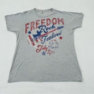 Patriotic Freedom Rock Festival July 4th USA America Gray T-Shirt Men’s Size XL
